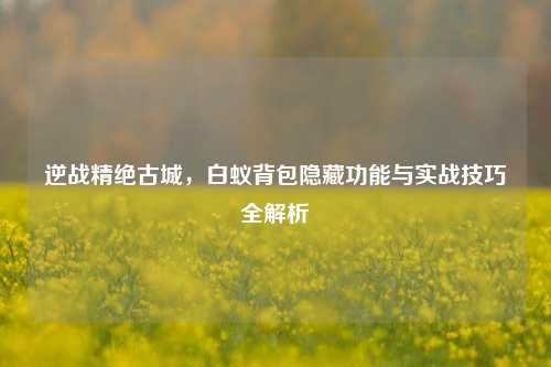 逆战精绝古城，白蚁背包隐藏功能与实战技巧全解析