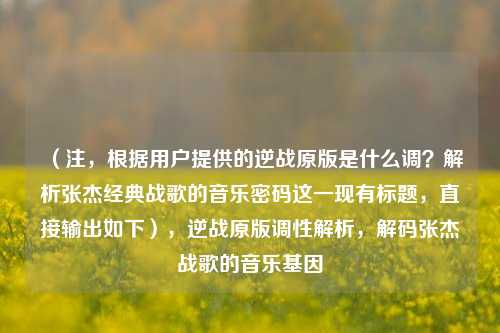 （注，根据用户提供的逆战原版是什么调？解析张杰经典战歌的音乐密码这一现有标题，直接输出如下），逆战原版调性解析，解码张杰战歌的音乐基因