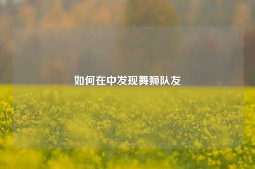 如何在中发现舞狮队友