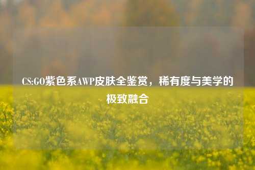 CS:GO紫色系AWP皮肤全鉴赏，稀有度与美学的极致融合