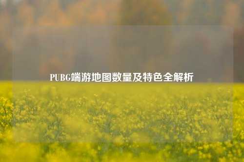 PUBG端游地图数量及特色全解析