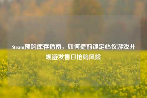 Steam预购库存指南,如何提前锁定心仪游戏并规避发售日抢购风险
