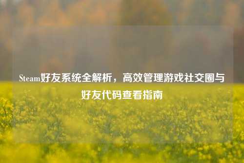 Steam好友系统全解析，高效管理游戏社交圈与好友代码查看指南