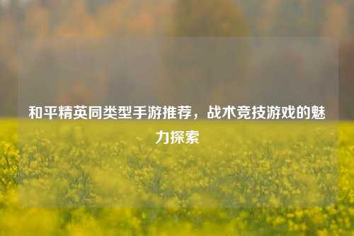 和平精英同类型手游推荐，战术竞技游戏的魅力探索