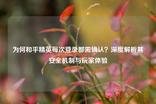 为何和平精英每次登录都需确认?深度解析其安全机制与玩家体验