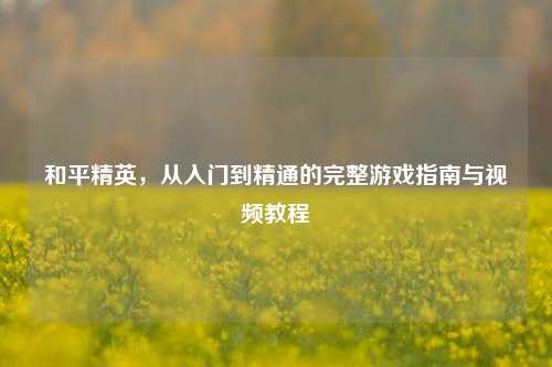 和平精英，从入门到精通的完整游戏指南与视频教程