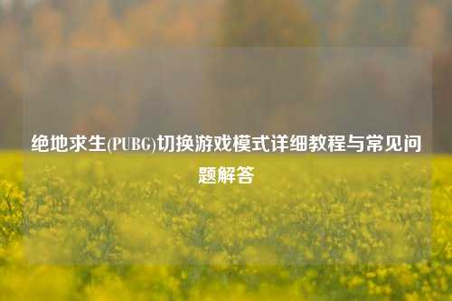 绝地求生(PUBG)切换游戏模式详细教程与常见问题解答