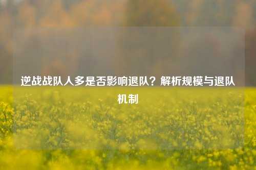 逆战战队人多是否影响退队？解析规模与退队机制