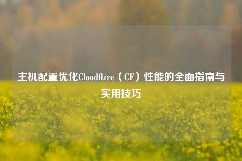 主机配置优化Cloudflare（CF）性能的全面指南与实用技巧