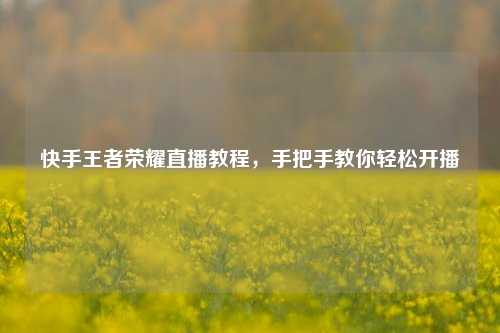 快手王者荣耀直播教程，手把手教你轻松开播