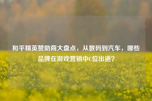 和平精英赞助商大盘点,从数码到汽车,哪些品牌在游戏营销中C位出道?