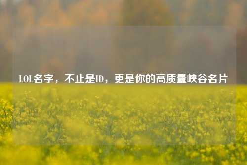 LOL名字,不止是ID,更是你的高质量峡谷名片