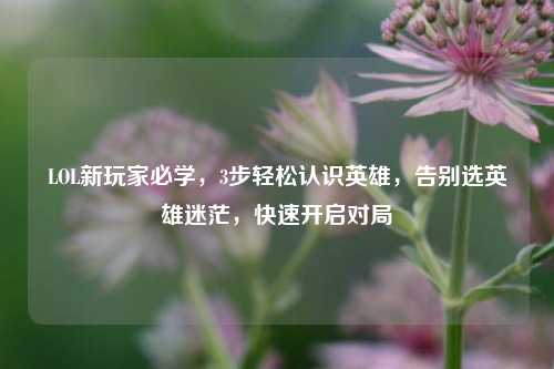 LOL新玩家必学,3步轻松认识英雄,告别选英雄迷茫,快速开启对局