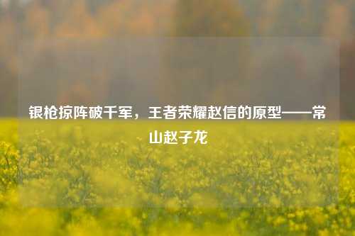 银枪掠阵破千军,王者荣耀赵信的原型——常山赵子龙