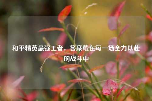 和平精英最强王者,答案藏在每一场全力以赴的战斗中