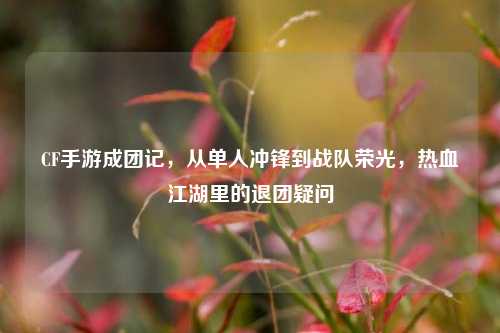 CF手游成团记,从单人冲锋到战队荣光,热血江湖里的退团疑问