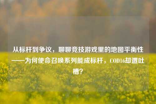 从标杆到争议,聊聊竞技游戏里的地图平衡性——为何使命召唤系列能成标杆,COD16却遭吐槽?