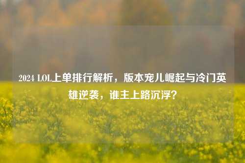 2024 LOL上单排行解析,版本宠儿崛起与冷门英雄逆袭,谁主上路沉浮?
