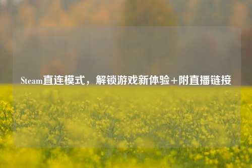Steam直连模式,解锁游戏新体验+附直播链接