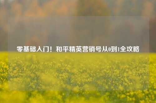 零基础入门!和平精英营销号从0到1全攻略