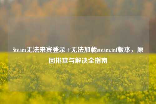 Steam无法来宾登录+无法加载steam.inf版本，原因排查与解决全指南