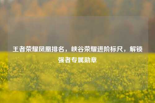 王者荣耀凤凰排名,峡谷荣耀进阶标尺,解锁强者专属勋章
