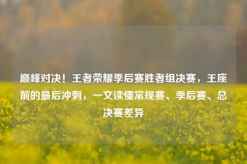 巅峰对决!王者荣耀季后赛胜者组决赛,王座前的最后冲刺,一文读懂常规赛、季后赛、总决赛差异