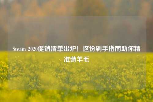 Steam 2020促销清单出炉!这份剁手指南助你精准薅羊毛