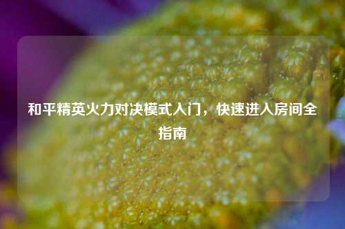 和平精英火力对决模式入门,快速进入房间全指南