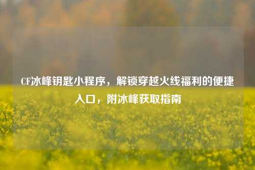 CF冰峰钥匙小程序,解锁穿越火线福利的便捷入口,附冰峰获取指南