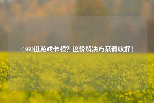 CSGO进游戏卡顿?这份解决方案请收好!
