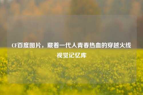 CF百度图片,藏着一代人青春热血的穿越火线视觉记忆库