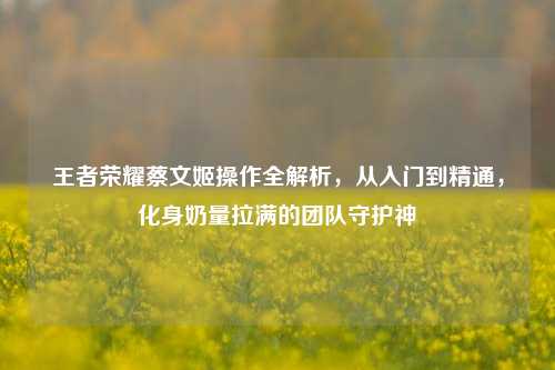 王者荣耀蔡文姬操作全解析,从入门到精通,化身奶量拉满的团队守护神