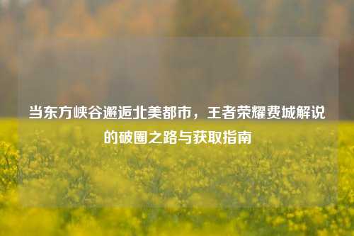 当东方峡谷邂逅北美都市,王者荣耀费城解说的破圈之路与获取指南