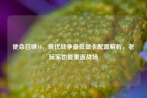 使命召唤16,现代战争更低显卡配置解析,老玩家也能重返战场