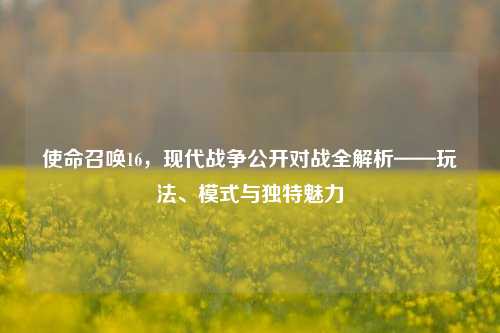 使命召唤16,现代战争公开对战全解析——玩法、模式与独特魅力