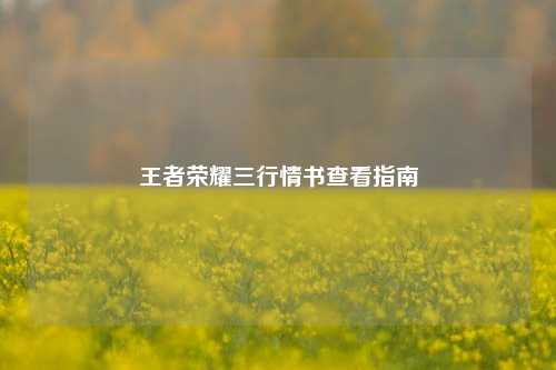 王者荣耀三行情书查看指南
