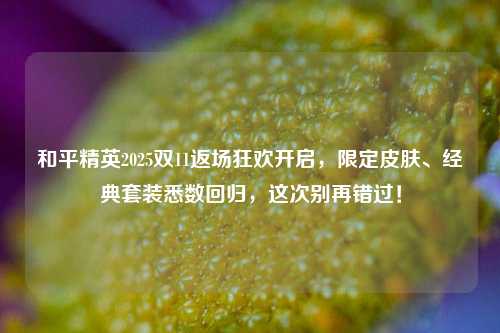 和平精英2025双11返场狂欢开启,限定皮肤、经典套装悉数回归,这次别再错过!