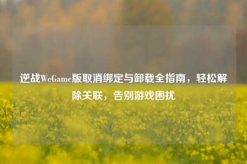 逆战WeGame版取消绑定与卸载全指南,轻松解除关联,告别游戏困扰