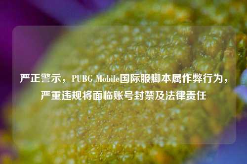 严正警示,PUBG Mobile国际服脚本属作弊行为,严重违规将面临账号封禁及法律责任