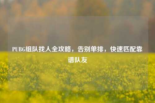 PUBG组队找人全攻略,告别单排,快速匹配靠谱队友