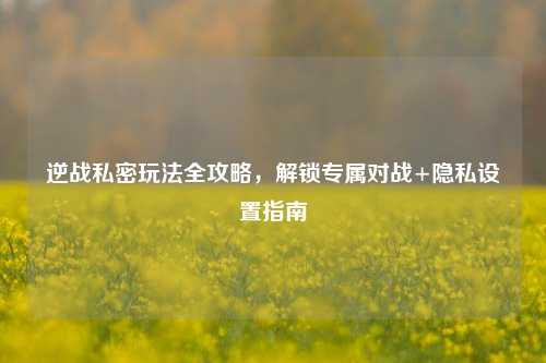 逆战私密玩法全攻略,解锁专属对战+隐私设置指南
