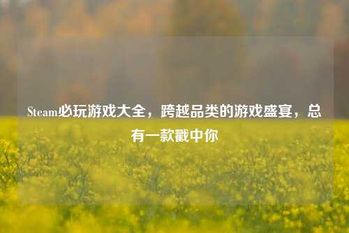 Steam必玩游戏大全,跨越品类的游戏盛宴,总有一款戳中你