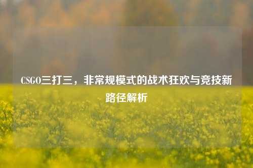 CSGO三打三,非常规模式的战术狂欢与竞技新路径解析