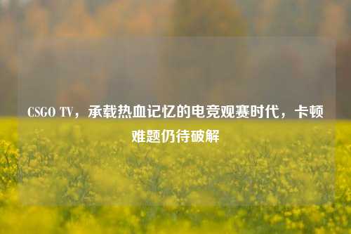 CSGO TV,承载热血记忆的电竞观赛时代,卡顿难题仍待破解