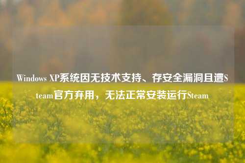 Windows XP系统因无技术支持、存安全漏洞且遭Steam官方弃用,无法正常安装运行Steam