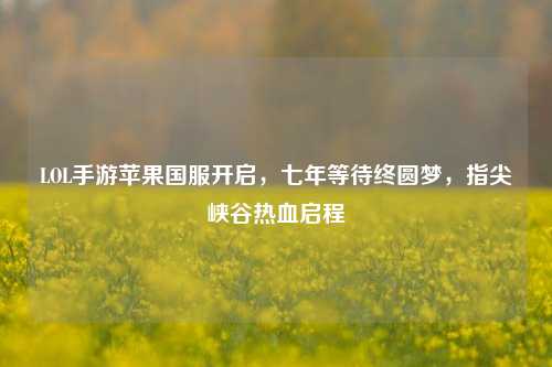 LOL手游苹果国服开启,七年等待终圆梦,指尖峡谷热血启程