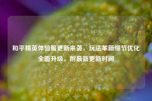 和平精英体验服更新来袭,玩法革新细节优化全面升级,附最新更新时间