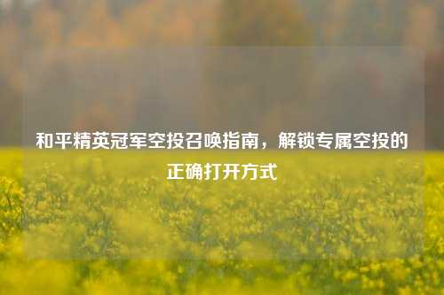 和平精英冠军空投召唤指南,解锁专属空投的正确打开方式
