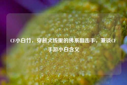 CF小白竹,穿越火线里的佛系狙击手,兼谈CF手游小白含义
